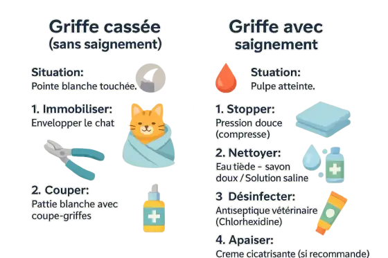 Griffe arrachée chat - Premiers secours et soins efficaces