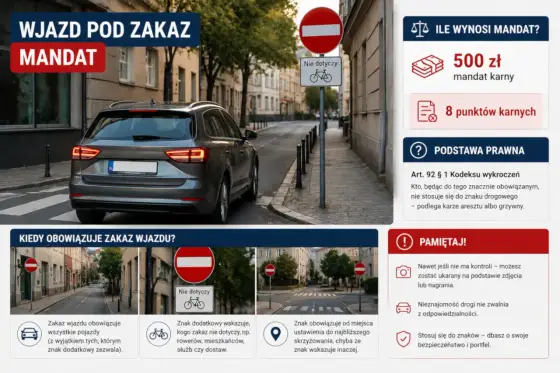 Wjazd pod zakaz - mandat, punkty i kiedy można go podważyć