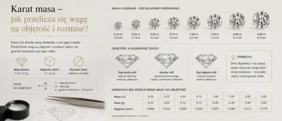 Gęstość diamentu - Dlaczego 1 karat to nie zawsze ten sam rozmiar?
