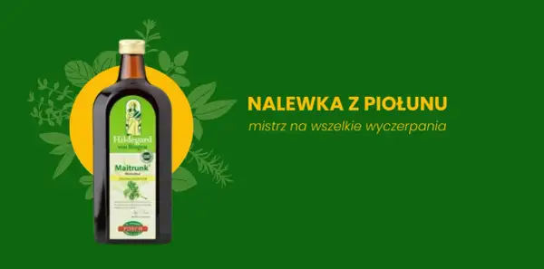 Nalewka z piołunu, mistrz na wszelkie wyczerpania. Butelka Maitrunk Hildegard von Bingen.