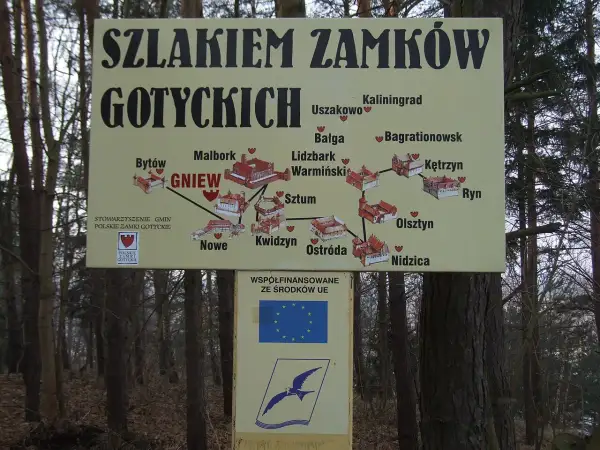 Mapa szlak zamków krzyżackich. Poznaj trasę przez Gniew, Malbork, Lidzbark Warmiński i inne gotyckie twierdze.