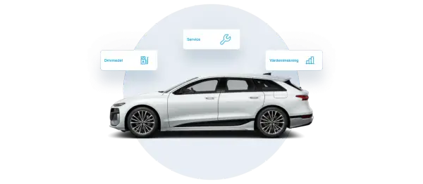 White station wagon with icons for fuel, service, and depreciation.