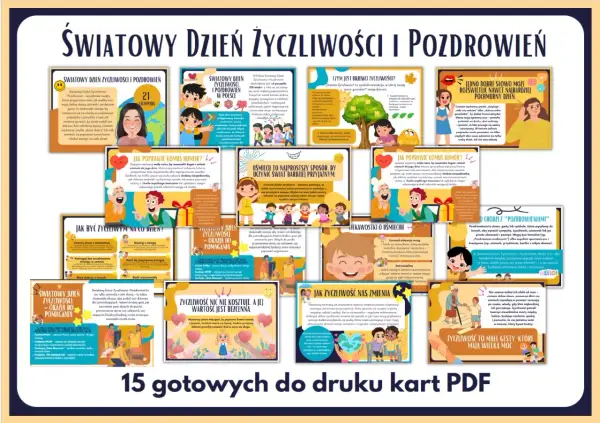 Światowy Dzień Życzliwości i Pozdrowień: zbiór kart PDF z inspiracjami, jak okazywać dobroć i sprawić, by świat był lepszy.