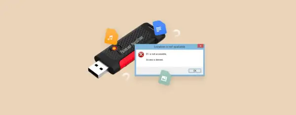 Pendrive z komunikatem błędu "D:\ is not accessible. Access is denied.