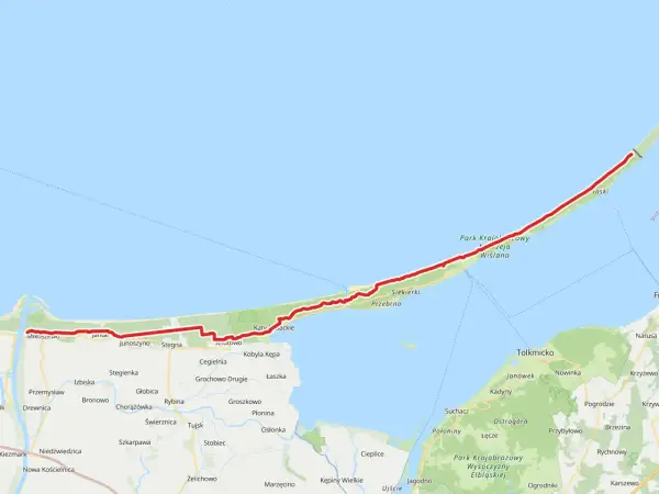 Trasa rowerowa Velo R10 wzdłuż wybrzeża, od Mikoszewa przez Stegnę, aż po Park Krajobrazowy Wysoczyzny Elbląskiej.