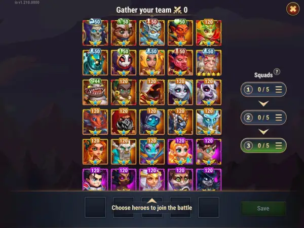 Wybieraj bohaterów do swojej drużyny w grze Hero Wars Online. Zbuduj legendarny zespół!