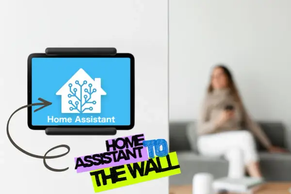 Tablette affichant le logo Home Assistant, symbole d'une maison connectée via le wifi.