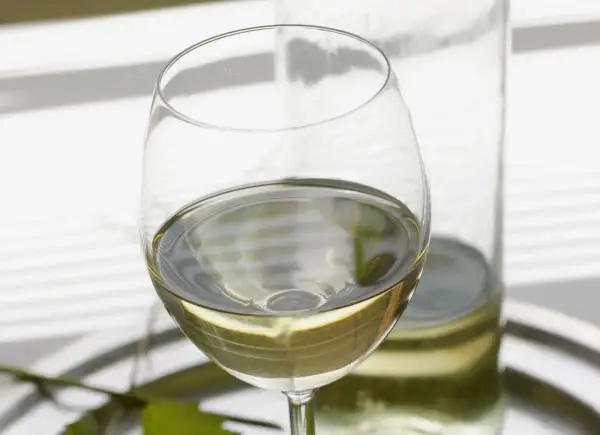 Szklanka schłodzonego białego wina, idealna do delektowania się latem. Dowiedz się, jak zrobić białe wino w domu.