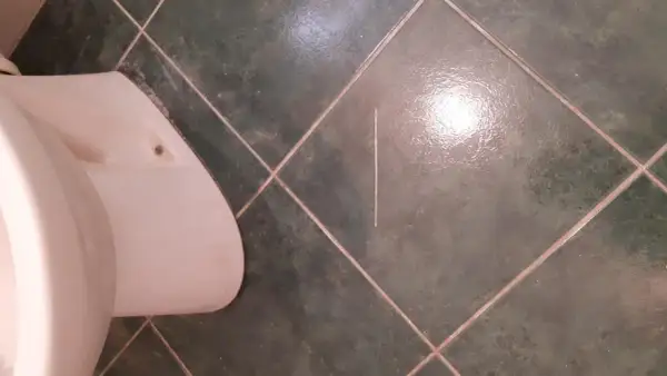 Un carrelage rayé près des toilettes. Comment nettoyer cette rayure sur le carrelage ?