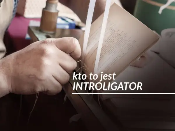 Ręce introligatora zszywają kartki starej książki. Kto to jest introligator? To artysta, który nadaje książkom nowe życie.