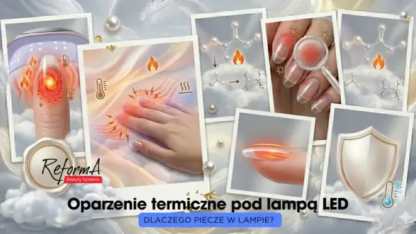 Oparzenie termiczne pod lampą LED? Wyjaśniamy, dlaczego żel piecze w lampie, pokazując reakcje chemiczne i odczucia ciepła.