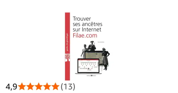 Découvrez Filae.com, un guide pour trouver vos ancêtres en ligne. L'image montre des portraits d'époque et des arbres généalogiques sur des écrans d'ordinateur.
