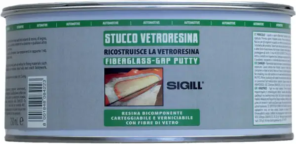 Stucco vetroresina riempitivo per riparazioni su resina, legno e scafi. Sigill Fiberglass-GRP Putty.