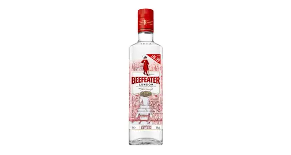 Butelka Beefeater London Dry Gin z ceną £16.99. Klasyczny gin, idealny na drinki.