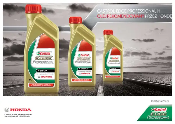 Olej Castrol EDGE Professional H 5W30 LL do silników Hondy. Rekomendowany przez producenta.