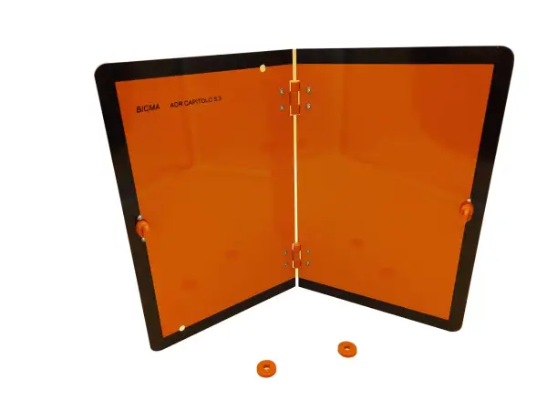 Plaque orange pliante pour camion, marquée BICMA ADR CAPITOLO 5.3.