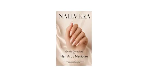 Mano con unghie perfette e smalto semipermanente color nude, su sfondo di seta. Guida completa alla Nail Art e Manicure.