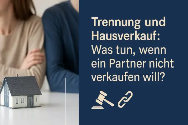 Trennungsfall: Was tun beim Hausverkauf, wenn ein Partner nicht verkaufen will? Ein Hausmodell steht im Vordergrund.