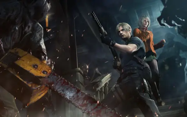 Leon i Ashley uciekają przed piłą mechaniczną w Resident Evil 4 Remake - premiera gry już wkrótce!