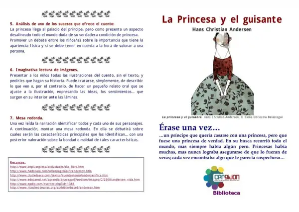 Ilustración de "La princesa y el guisante" de Hans Christian Andersen, con una figura femenina con un vestido voluminoso.
