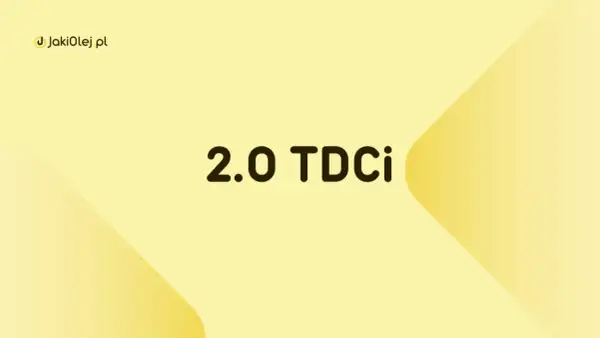 Logo JakiOleje.pl i napis "2.0 TDCi". Idealny olej do Twojego Forda Kuga 2.0 TDCI.