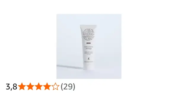 Tube de crème anti-âge Effiderm, formule vegan pour peaux matures. Ce soin riche, avec 0.05% d'ingrédients actifs, promet une peau repulpée.