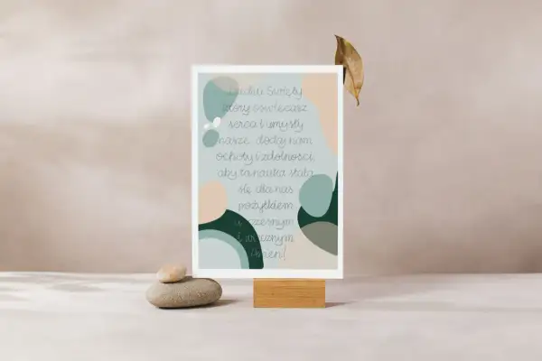 Codzienna modlitwa do Ducha Świętego na abstrakcyjnym tle. Prośba o oświecenie serc i umysłów, dodanie ochoty i zdolności do nauki.