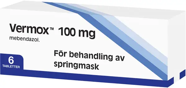 Vermox 100 mg mebendazol. För behandling av springmask. 6 tabletter.