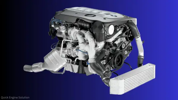 Silnik BMW M57 z podwójnym turbodoładowaniem i intercoolerem, gotowy do montażu.