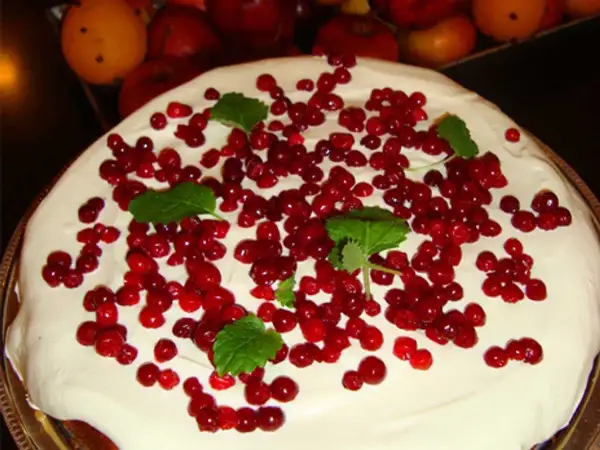 En krämig pepparkakscheesecake toppad med färska lingon och myntablad. En härlig juldessert!