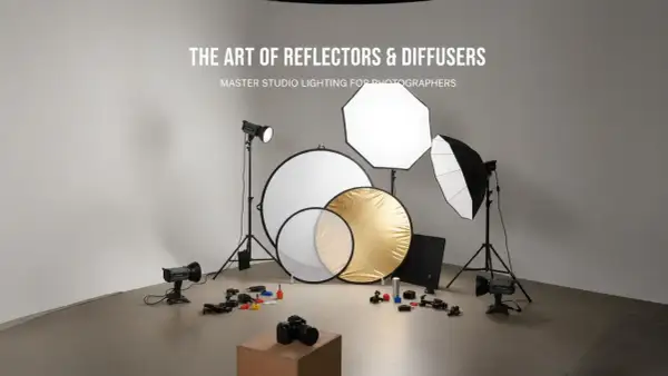 Studio lighting setup with reflectors, diffusers, and strobes. Learn photo studio lighting tips to master the art of reflectors & diffusers.