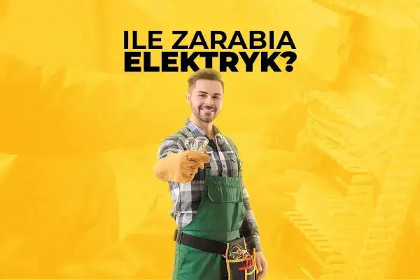 Uśmiechnięty elektryk w zielonym ogrodniczkach trzyma żarówki. Czy to znak, że czeka go dobrze płatna praca?