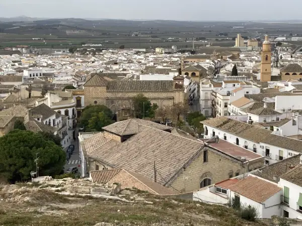Vista panorámica de Aguadulce, con sus tejados de teja árabe y edificios blancos. Un lugar ideal para descubrir qué hacer en Aguadulce.