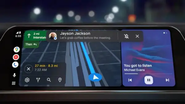 Un bug Android Auto affiche une notification de message et la musique en même temps.