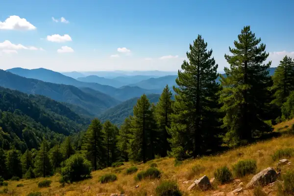 Jesienne trasy na Cyprze w górach Troodos zachwycają zielenią lasów i błękitem nieba. Idealne na wędrówki.