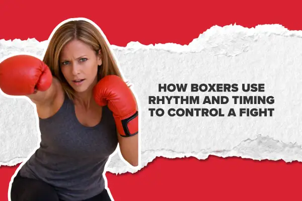 A woman in red boxing gloves throws a punch, demonstrating the precise boxing movement and rhythm needed to control a fight.