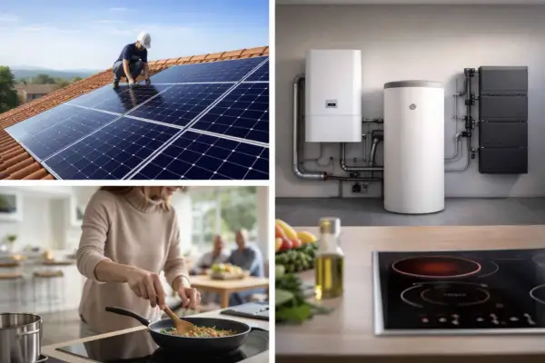 Installazione pannelli solari, sistema di riscaldamento e cucina moderna: un futuro di indipendenza energetica.