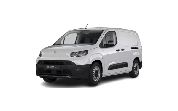 Biały Toyota Proace City Long, wszechstronny samochód dostawczy, gotowy do pracy.