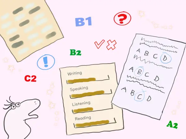 Poziomy B1, B2, C2, A2 angielskiego. Wyniki testów, pytajnik, zaznaczone odpowiedzi. Certyfikat B2 angielski w zasięgu ręki!