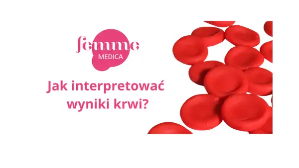 RBC morfologia co to jest? Czerwone krwinki na białym tle, obok tekst "Jak interpretować wyniki krwi?".
