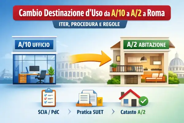 Da ufficio A/10 ad abitazione A/2 a Roma: iter, procedura e regole per trasformare un immobile.
