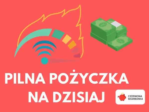 Potrzebujesz pilna pożyczka na dzisiaj? Szybki licznik i stos zielonych banknotów symbolizują natychmiastowe rozwiązanie finansowe.