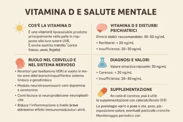Vitamina D e salute mentale: la carenza può influire sul cervello. Informazioni su diagnosi, valori e integrazione.