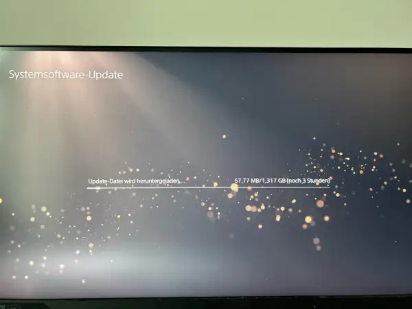 Systemsoftware-Update auf der PS5: Die Update-Datei wird heruntergeladen, noch 3 Stunden bis zur Fertigstellung.
