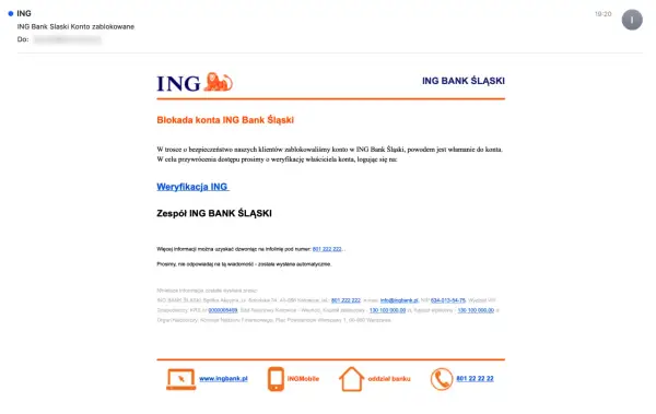 Blokada konta ING Bank Śląski z powodu włamania. Weryfikacja właściciela konta, logując się na: co to jest login do banku.