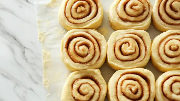 Frisch gebackene Zimtschnecken, bereit für mehr Nährstoffe. Diese proteinreichen Leckereien sind ein Genuss.