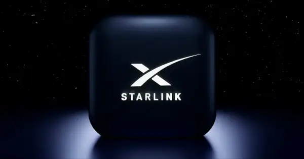 Logo Starlink Elona Muska na tle kosmosu.
