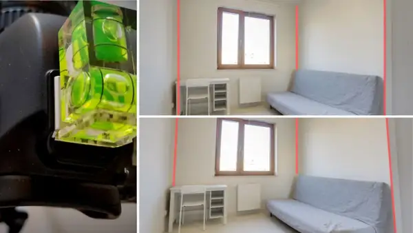 Poziomica na aparacie pomaga w kursie fotografii wnętrz. Pokazuje, jak uzyskać idealnie proste linie w kadrze.