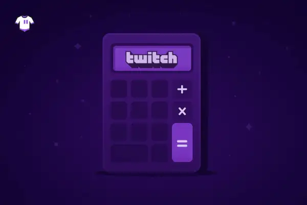 Taschenrechner mit Twitch-Logo. Hier wird berechnet, wie viel sind 100 Subs in Euro auf Twitch.