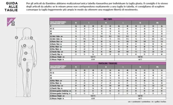 Guida alle taglie con misure in centimetri e pollici per abbigliamento da donna. Trova le giuste taglie in numeri per ogni capo.